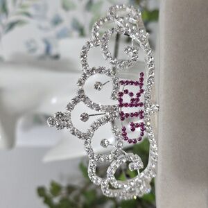 Silver Clear Rhinestone "GIRL" Tiara with Side Combs